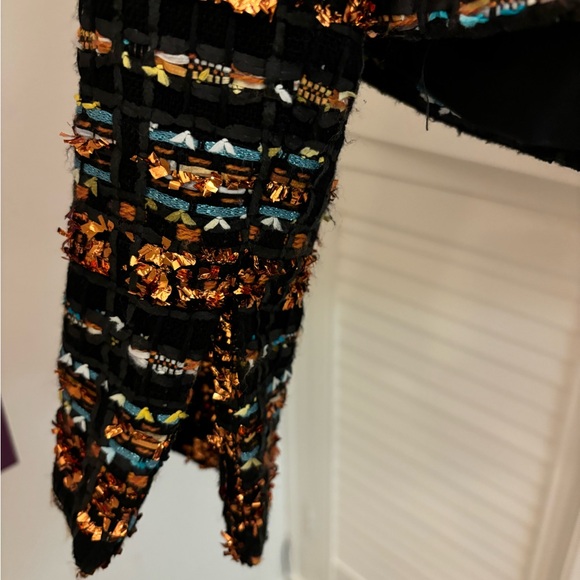 Smythe Metallic Tweed Multicolor Notch Collar Cropped Boxy Jacket Size - Picture 6 of 8